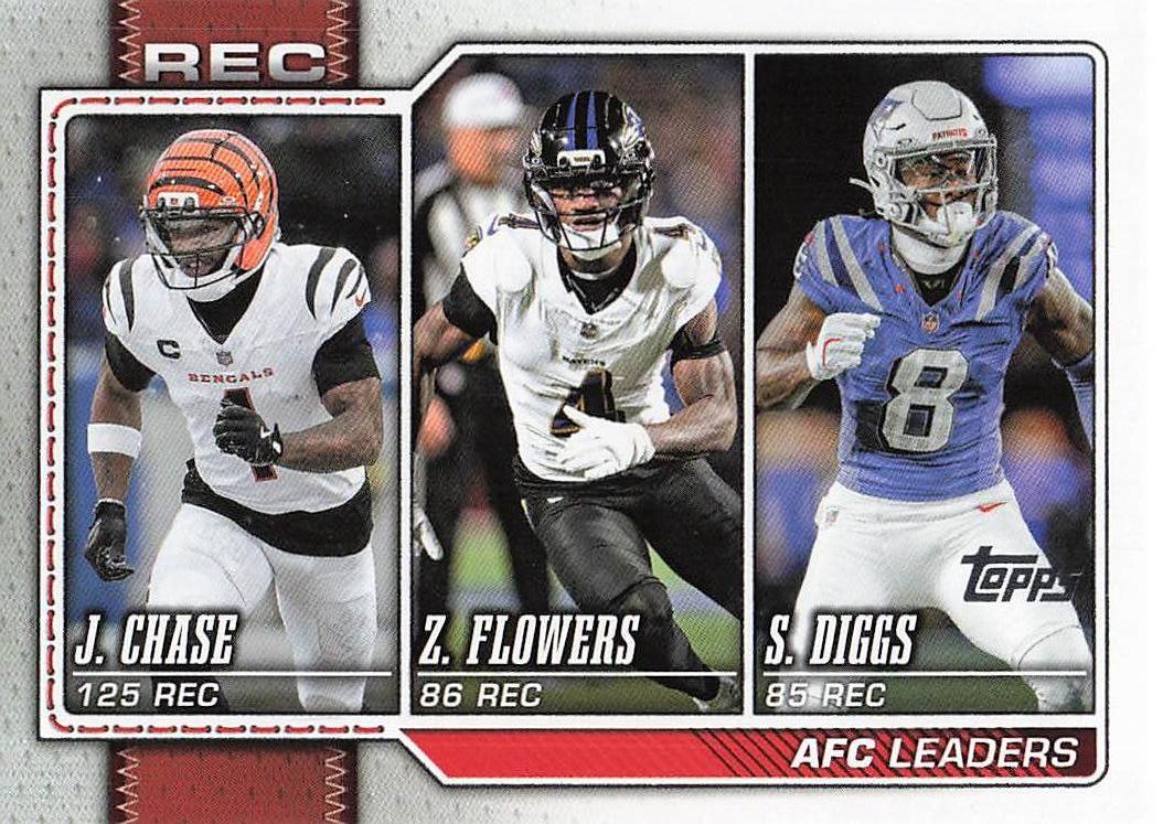 2026 Topps Flagship Football AFC Receiving Leaders Diggs / Chase / Flowers #284