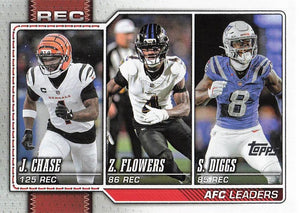 2026 Topps Flagship Football AFC Receiving Leaders Diggs / Chase / Flowers #284
