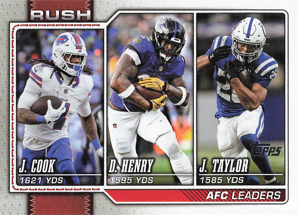 2026 Topps Flagship Football AFC Rushing Leaders Henry / Taylor / Cook #286