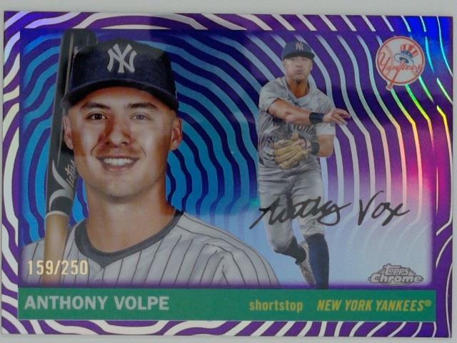 2025 Topps Chrome Platinum Purple Vibrations 159/250 Anthony Volpe #162