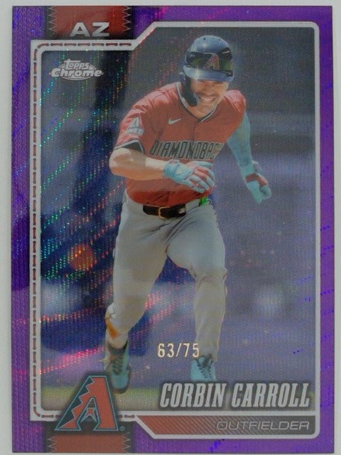 2026 Topps Chrome Baseball Purple Wave Refractors 63/75 Corbin Carroll #83