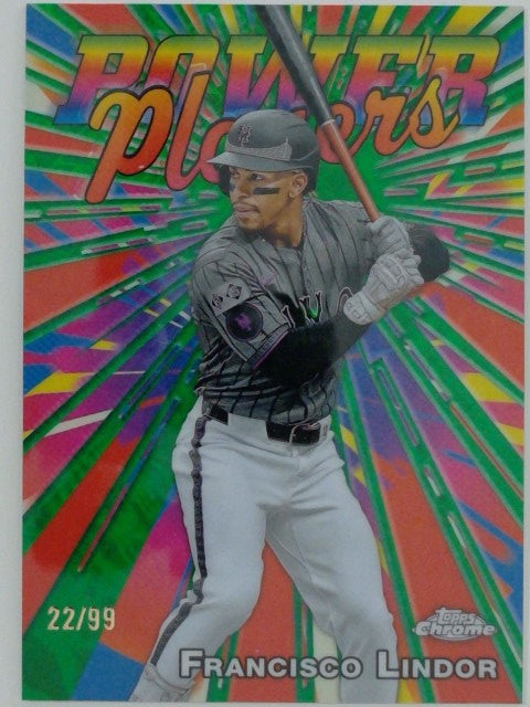 2025 Topps Chrome Power Players Green Refractors 22/99 Francisco Lindor #PP-9