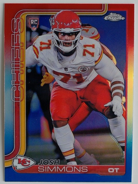 2025 Topps Chrome Football Red White and Blue Refractor Josh Simmons #304 RC