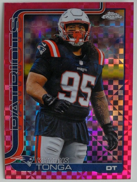 2025 Topps Chrome Football Hot Pink X-Fractor Khyiris Tonga #214