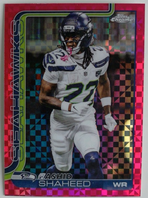 2025 Topps Chrome Football Hot Pink X-Fractor Rashid Shaheed #218