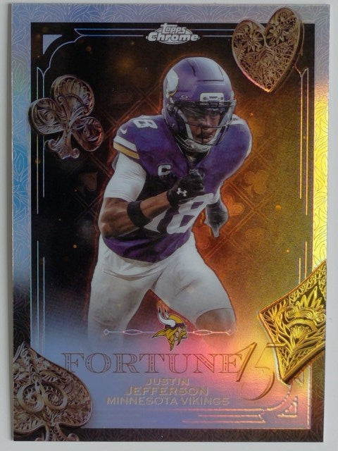 2025 Topps Chrome Football Fortune 15 Refractor Justin Jefferson #F15-4