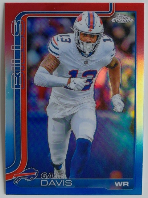 2025 Topps Chrome Football Red White and Blue Refractor Gabe Davis #142