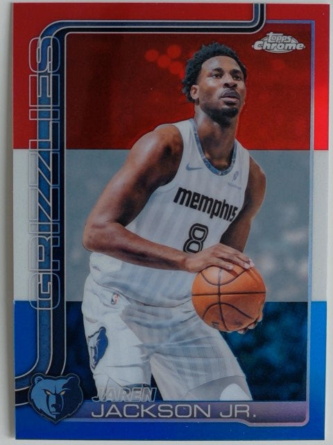 2025-26 Topps Chrome Update Red White and Blue Refractor Jaren Jackson Jr. #28