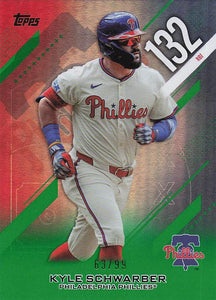 2026 Topps Baseball Crooked Numbers Green Foil 63/99 Kyle Schwarber #CN-13