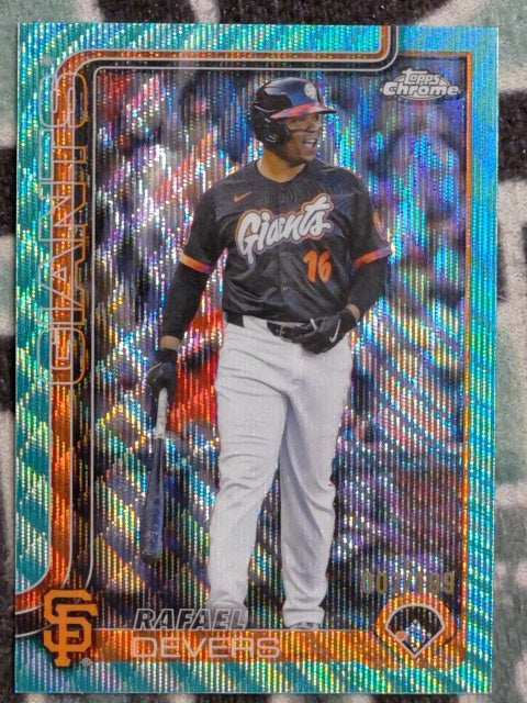 2025 Topps Chrome Update Aqua Wave Refractors 007/199 Rafael Devers #USC105