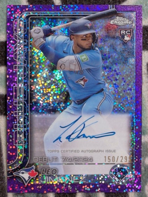 2025 Chrome Update Autographs Purple Speckle 150/299 Leo Jimenez #CRDA-LJ