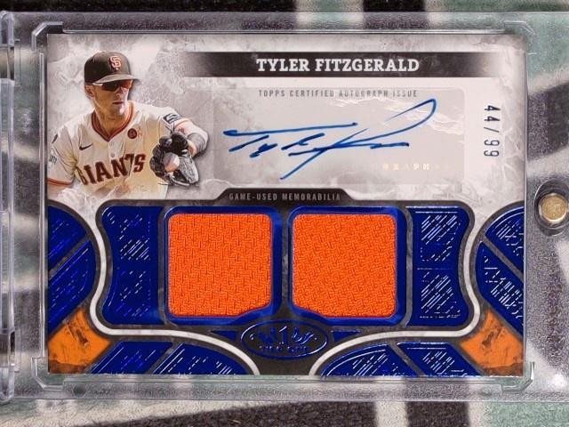 2025 Topps Tier One Autographed Relics Blue Dual 44/99 Tyler Fitzgerald #AT1R-TF