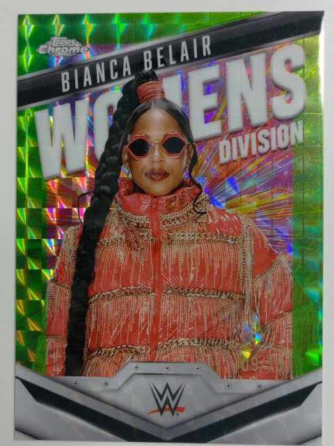 2025 Topps Chrome WWE Women's Division Green 09/75 Bianca Belair #WD-BIA