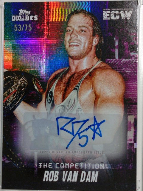 2026 Topps Decades 1990's WWE Wrestling Autographs Purple 53/75 Rob Van Dam #87A