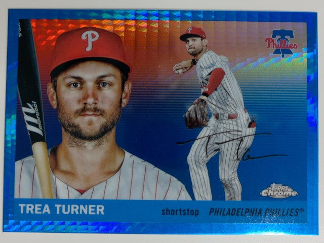 2025 Topps Chrome Platinum Baseball Blue Prism Refractor Trea Turner #102