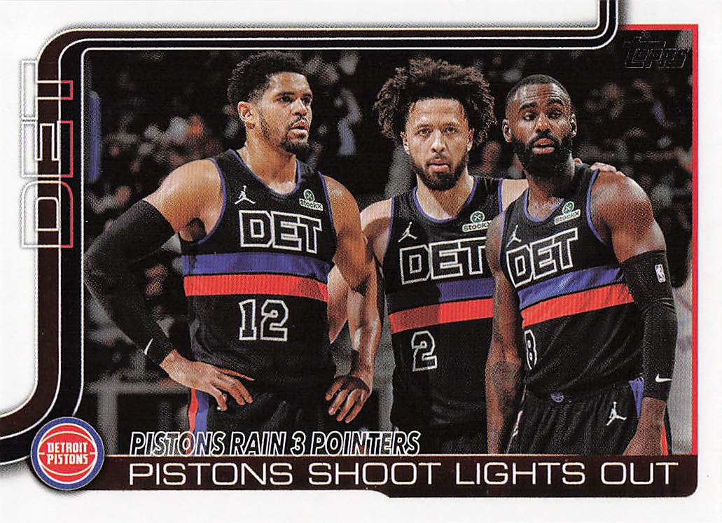2025-26 Topps Basketball Pistons Rain 3 Pointers: Pistons Shoot Lights Out #279
