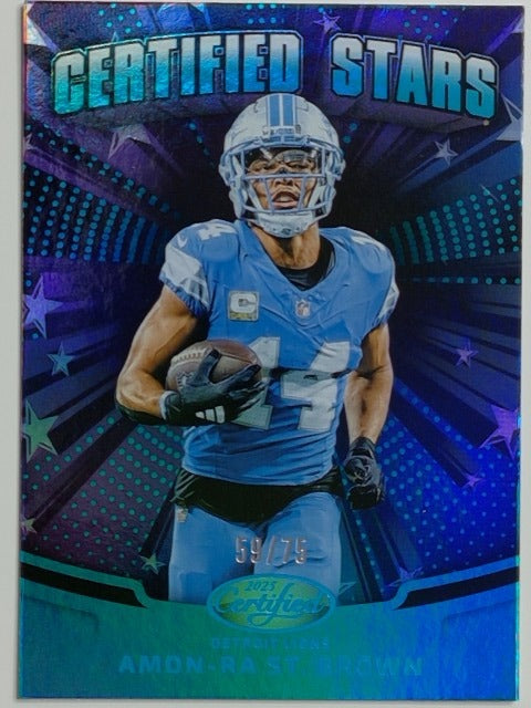 2025 Panini Certified Stars Mirror Teal 59/75 Amon-Ra St. Brown #CST-ASB