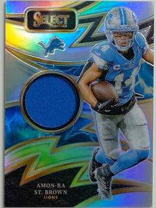 2024 Panini Select Football Sparks Relics Prizm 096/149 Amon-Ra St. Brown #S-ASB