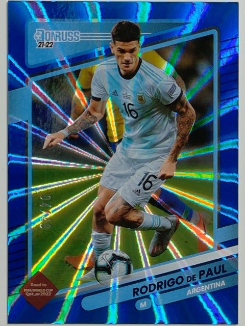 2021-22 Donruss Soccer Holo Blue Laser 04/49 Rodrigo de Paul #3