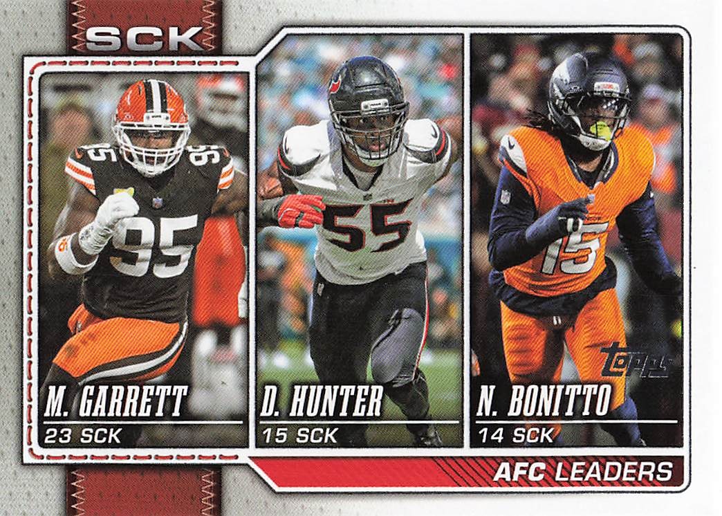 2026 Topps Flagship Football AFC Sack Leaders Bonitto / Hunter / Garrett #288