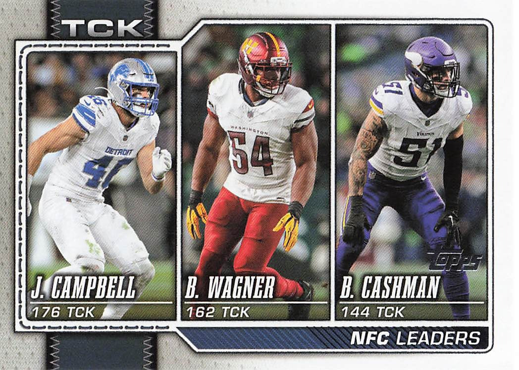 2026 Topps Flagship Football NFC Tackle Leaders Wagner / Cashman / Campbell #289