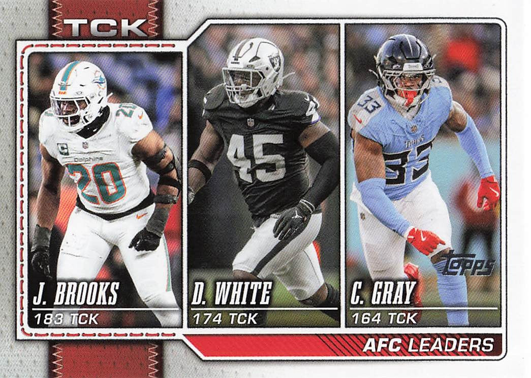2026 Topps Flagship Football AFC Tackle Leaders White / Brooks / Gray #290