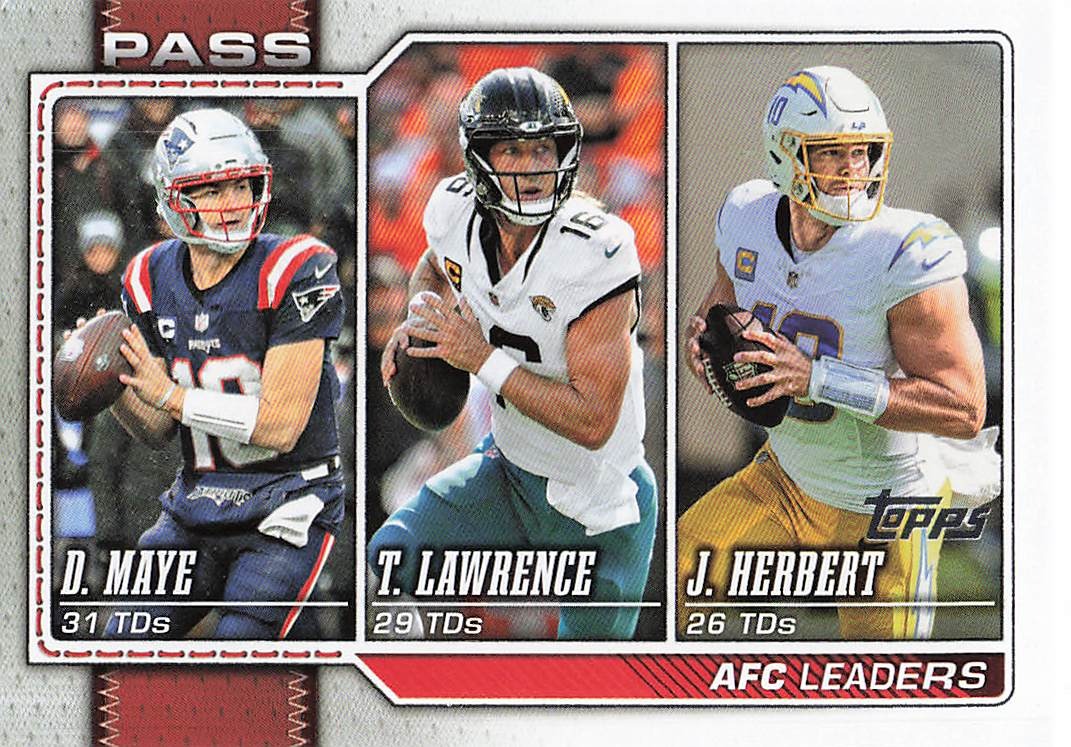 2026 Topps Flagship Football AFC Passing Leaders Lawrence / Maye / Herbert #282