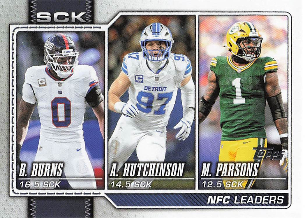 2026 Topps Flagship Football NFC Sack Leaders Hutchinson / Burns / Parsons #287