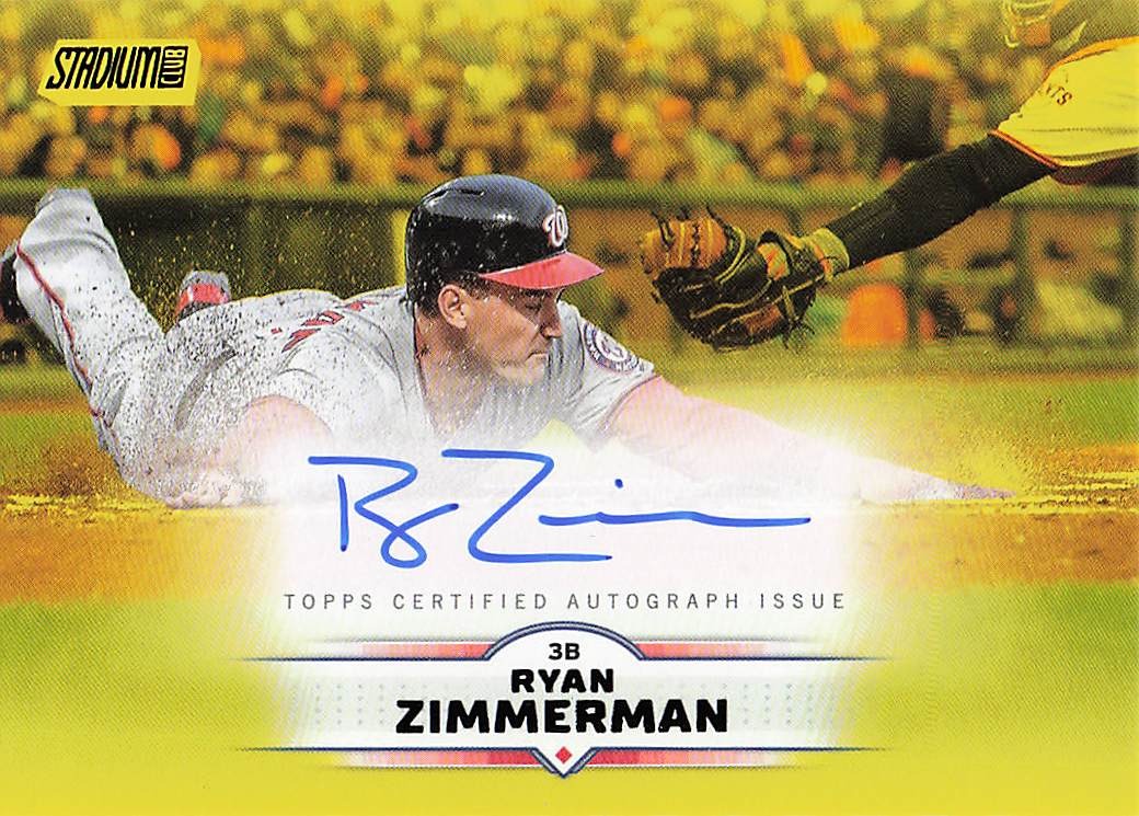 2025 Stadium Club Baseball Base Autographs Yellow Foil Ryan Zimmerman #SCBA-RZ