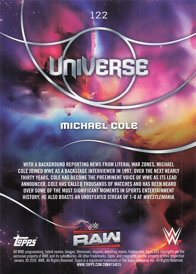 2026 Topps Universe WWE Wrestling Michael Cole #122