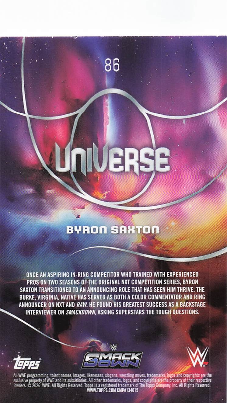 2026 Topps Universe WWE Wrestling Byron Saxton #86