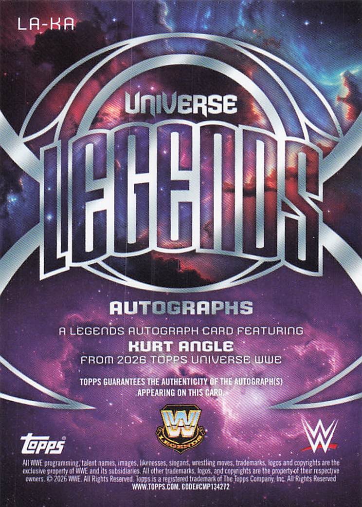 2026 Universe WWE Legends Autographs Gold 21/99 Stone Kurt Angle #LA-KA