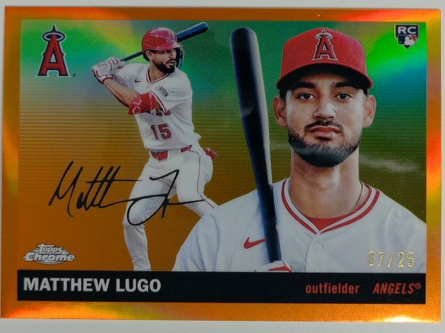 2025 Topps Chrome Platinum Baseball Orange Refractor 07/25 Matthew Lugo #362 RC