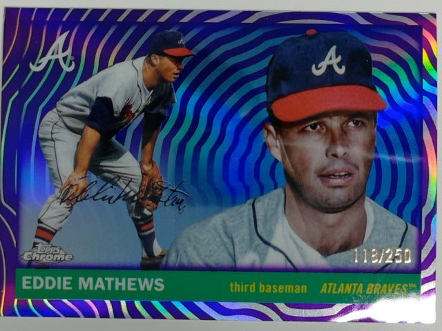 2025 Chrome Platinum Purple Vibrations Refractor 118/250 Eddie Mathews #323