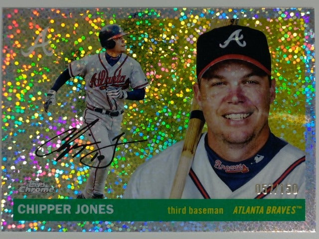 2025 Topps Chrome Platinum Baseball Speckle Refractor 057/150 Chipper Jones #374