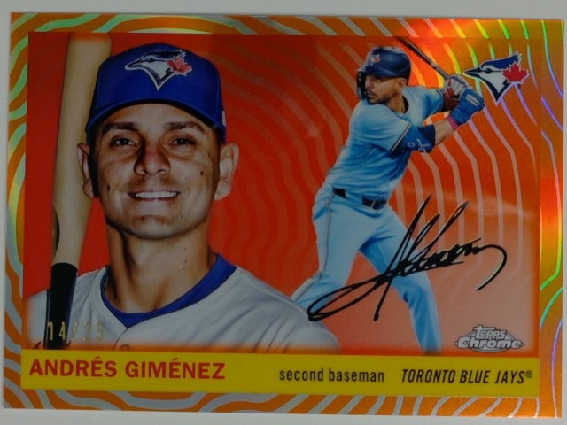 2025 Topps Chrome Platinum Orange Vibrations Refractor 14/25 Andrés Giménez #6
