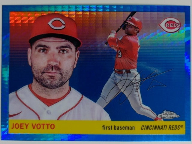 2025 Topps Chrome Platinum Baseball Blue Prism Refractor Joey Votto #477