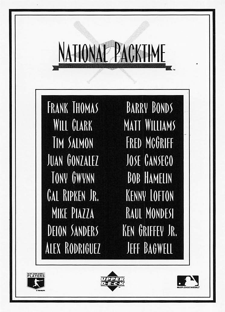 1995 National Packtime Baseball National Packtime Offer Card - #NNO