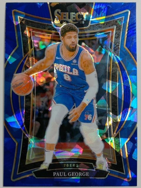 2024-25 Panini Select Basketball Blue Cracked Ice Prizm Paul George #37