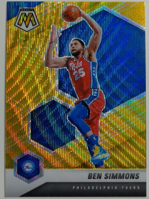 2020-21 Panini Mosaic Basketball Mosaic Gold Wave Ben Simmons #104