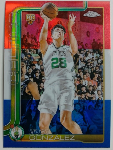 2025-26 Topps Chrome Red White and Blue Refractor Hugo Gonza?lez #278 RC