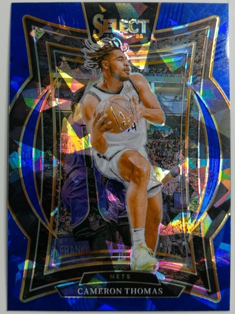 2024-25 Panini Select Basketball Blue Cracked Ice Prizm Cameron Thomas #50