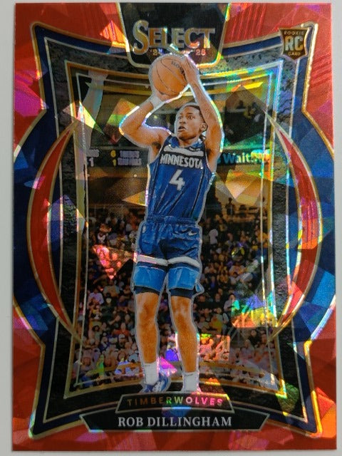 2024-25 Panini Select Basketball Red Cracked Ice Prizm Rob Dillingham #84 RC