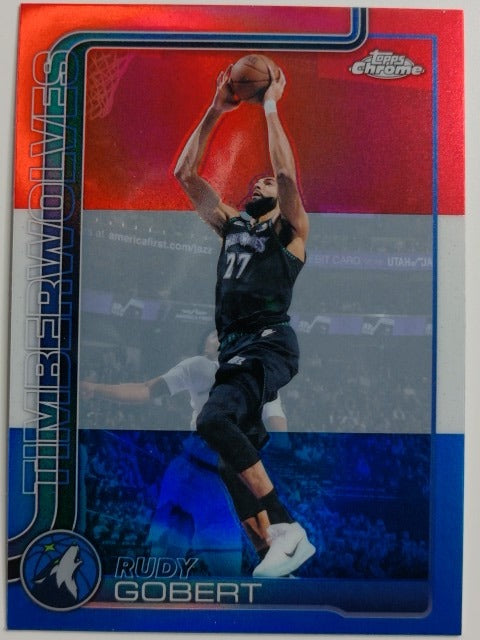 2025-26 Topps Chrome Update Red White and Blue Refractor Rudy Gobert #55