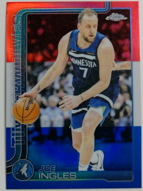 2025-26 Topps Chrome Basketball Red White and Blue Refractor Joe Ingles #142