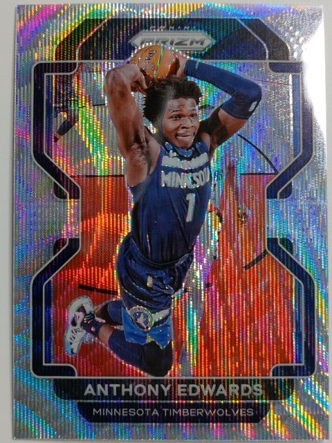 2021-22 Panini Prizm Basketball Silver Wave Anthony Edwards #37