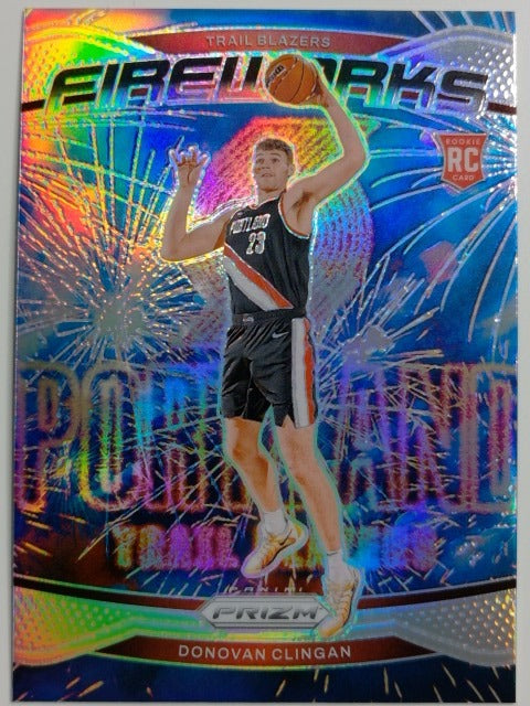 2024-25 Panini Prizm Basketball Fireworks Prizm Silver Donovan Clingan #9