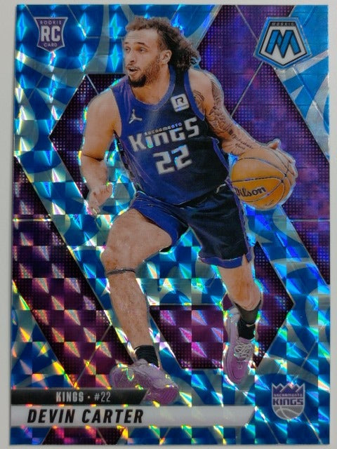 2024-25 Panini Mosaic Basketball Reactive Blue Mosaic Devin Carter #229 RC
