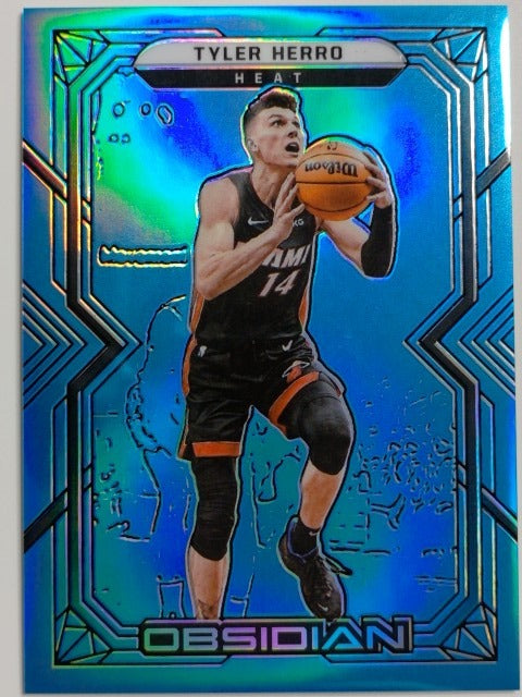 2021-22 Panini Obsidian Basketball Electric Etch Blue Flood Tyler Herro #56