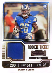 2023 Panini Contenders Rookie Ticket Swatches Jahmyr Gibbs #TS12 RC